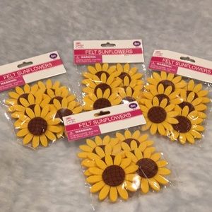 Felt Sunflowers Crafting Bundle Four Packs of 6 pc each NWT 2.75” across